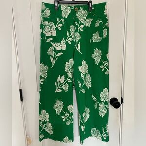 Maeve Green and White Patterned Pants